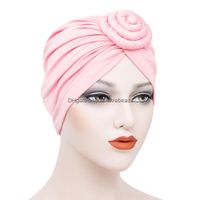 Wholesale Bandanas Women Fashion Boho Style Muslim Head Wrap Chakrabeads Milk Silk Donut Headscarf Soer Hats Ladies Tie Flower Indian Plover Cap jllfjm