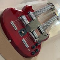 Wholesale EDS Jimmy Page Led Zeppeli Wine Red Double Neck SG Electric Guitar Strings Claw Tailpiece Split Parallelogram Inlays Tuilp Tuners Black Pickguard