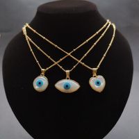 Wholesale Promotion Natural Marquise Heart Evil Eye Mother of Pearl Shell Necklace Round Blue Evil Eye Mother Pearl charms for Gift