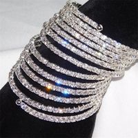 Wholesale Bangles Rows Spiral Party Silver Gold Plated Rhinestone Bangle Upper Arm Bracelet Cuff Wedding Bridal Jewelry Accessories for Women356 T2