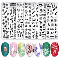 Wholesale Cat Butterfly snow Nail Stamping Plates Geometric Lines Leaves Flowers Design Image Printing Plates Stencil Stamp Tools