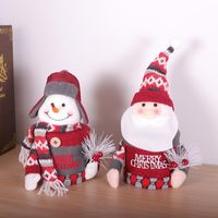 Wholesale Christmas Decorations Santa Claus Snowman Candy Box Gift Can Red And White Check Apple Table Decoration Jewelry