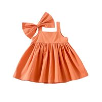 Wholesale Girl s Dresses WLG Kids Dress For Girls Spring Summer Yellow Orange Strap Bow Ruffle Baby Girl Cute All Match Clothes Years