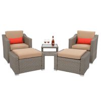 Wholesale 5Pcs Set Wide Rattan Outdoor Living Room Furniture China Sofas Couch Set Sectional Patio Garden Backyard Porch and Poolside With Coffee Table