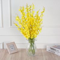 Wholesale Decorative Flowers Wreaths Yellow Simulation Flower Dancing Orchid Decoration Fake Soft Plant Home Wedding Artificial