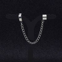 Wholesale Dangle Chandelier Jewelry Korean Hip Hop Titanium Steel Chain Threader Drop Cuff Earrings Unisex T84A