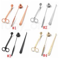 Wholesale 3pcs set Stainless Steel Candle Scissors Elbow Metal Candles Extinguisher Aromatherapy Wick Trimmer Household Hand Tools RRA4386