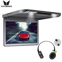Wholesale 13 quot Car Ceiling Overhead Flip Down Monitor Video Player Touch Button TFT LCD Screen Built in Speaker FM DMI SD IR