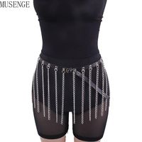 Wholesale Belts Goth Europe Exaggerate Long Metal Tassel Skirt Belt Women Sexy Night Club Chain Leather Female Punk Style Strap Waist
