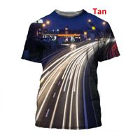 Wholesale Men s T Shirts Summer Short sleeved Highway Ni Hong Night View Printing T shirt Round Neck Shirt Men women D Street Clothing Accessories