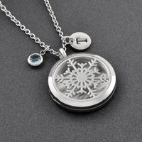 Wholesale Pendant Necklaces CMP0014 Snowflake Aroma Diffuser Perfume Locket Essential Oil Necklace Car Jewelry With Pads Chain
