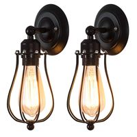 Wholesale Industrial Wire Cage Wall Sconce Light Iron Lampshade Mini Adjustable Vintage Wall Lamp Black Loft Style Light Fixture
