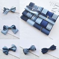 Wholesale Hair Accessories Navy Blue Matte Cotton Ribbons Package Handmade Bow Hairpin Material Set Gift Flower Packing Ribbon DIY