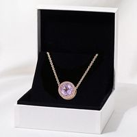 Wholesale CZ zircon rose gold bead chain K disc pendant necklace shiny and suitable for Pandora style charm fashion lady with original box set