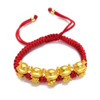 Wholesale Charm Bracelets Mascot Five Fortunes Golden Cow Red String Bracelet Chinese Ox Year Tradition Zodiac Lucky Blessing