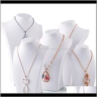 Wholesale White Faux Leather Necklace Bust Tall Jewelry Chain Display Stand Neck Form For Boutique Shop Window Shelf Exhibition Counter Top Xy Tspep