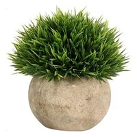 Wholesale Decorative Flowers Wreaths Artificial Plant Round Grass With Grey Pot Indoor And Outdoor Fake Plants Plastic For House Office Desk Bedroom