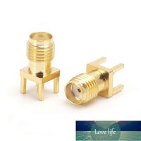 Wholesale 10PCS SMA Female Jack Adapter Solder Nut Edge PCB Clip Straight Mount Gold Plated RF Copper Connector Receptacle Solder Fittings