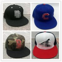 Wholesale One Piece All Team Fan s Navy Blue Color White Letter Fitted Baseball Fitted Hat On Field Mix Order Size Closed Flat Bill Base Ball Sna