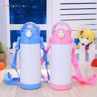 Wholesale 12oz Sublimation Kids Sippy Cup Stainless Steel Thermos Water Bottle Coffee Mug Blank DIY Portable Travel Tumbler Child Gift BY13