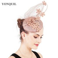 Wholesale Hair Accessories Layer Sinamay High Quality Fascinator Hat Elegant Women Bridal Fashion Headwear Veils Floral Married Millinery