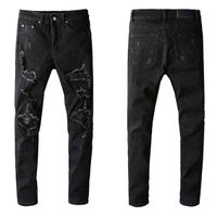 Wholesale Luxury Designer Jeans Distressed Ripped Slim leg US Size w29 W42 Slim Fit Motorcycle Biker Denim For Men Fashion Hip Hop Mens Pants Good
