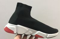 Wholesale Paris Luxury Flat Sock Shos Speed Boots sneakers black red blue white grey fashion Ankle Boots mens women tretch Knit trainer runner