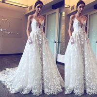 Wholesale Solid Lace Dresses Woman Party Night Fashion Sexy V neck Maxi Runway Dress Spaghetti Strap Spring Lace White Vestidos Women