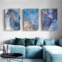 Wholesale Paintings Marble Texture Abstract Poster Gold Blue Wall Art Print Modern Style Canvas Ink Painting Nordic Decorative Picture Home Decor