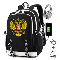 Wholesale Backpack Russia Flag Emblem For School Teenagers Laptop Men Travel Bag Student Bookbag With USB Charging Printing