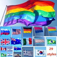 Wholesale 3 ft cm Rainbow Flags And Banners Lesbian Gay Pride LGBT Flag Polyester Colorful Flag For Decoration Styles WX9