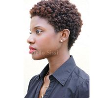 Wholesale Afro Kinky Curly Celebrity short cut glueless pixie short curly hair wigs virgin brazilian full lace human hair wigs
