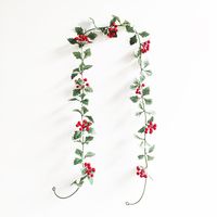 Wholesale Decorative Flowers Wreaths Artificial Christmas Berries Garland Fall Fake Plant Glowing Led String Light Vine For Wall Hanging Home Decora