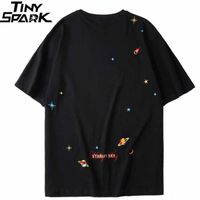 Wholesale Men Hip Hop T Shirt Harajuku Embroidery Planet Space T Shirt Streetwear HipHop Starlit Sky Tshirt Summer Tops Tees Cotton