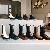 Wholesale High quality Women for Men Designer Ankle Boots Leather Martin Chaelsea Boot Fashion Non slip Wave Colored Rubber Battle Sole Platform Shoes Size
