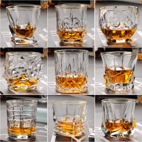 Wholesale Light luxury classic mouth hand painted real gold crystal wine glass whisky glass hidden gold beer glass