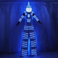 Wholesale Party Decoration Colorful RGB LED Luminous Costume With Helmet Clothing Light Stilt Robot Suit Kryoman David Guetta Dance Wear