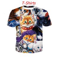 Wholesale Men s T Shirts Animal Cat T Shirt d Print Pullover Sweatshirt hoodie pants Men Harajuku Tracksuit Funny Tee Streetwear Hip Hop Summer