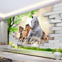 Wholesale Custom Photo Wallpaper D Stereo Broken Mural Brick Wall Living Room TV Background Painting Home Decor