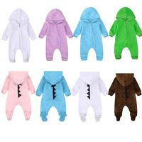 Wholesale Jumpsuits Born Infant Baby Boys Girls Clothes Winter Furry Fleece Long Sleeve Zipper Animal Hooded Romper Outfits