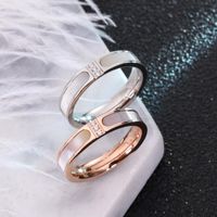 Wholesale Wedding Rings YUN RUO Fashion Shell Zirconia Inlay Couple Rose Gold Color Woman Birthday Gift Party Titanium Steel Jewelry Never Fade