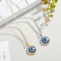Wholesale Turkish Crystal Evil Eyes Pendant Necklace For Womens Jewelry Gold Color Clavicle Chains Necklaces