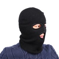 Wholesale Hole Hat Three Men s Cool Black Windproof Mask with Plush Head Cover to Keep Warm and Leak Eye Knitting in Winter DD