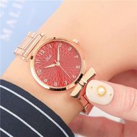Wholesale Wristwatches Fashion Simple Ladies Watch Personality Bowknot Petal Shading Steel Digital Leather Quartz Gift
