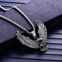 Wholesale Pendant Necklaces Punk Animal Eagle Pendants Silver Color Stainless Steel Hawk Necklace For Men Jewerly With Box Link Chain