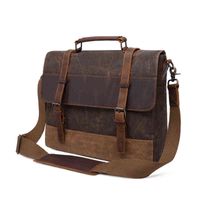 Wholesale Vintage Men s Canvas Messenger Bag Horse Crazy Leather Man Soft Bags School Bag Man s Lock Military Hangbags Messenger Bags