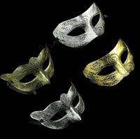 Wholesale Men s retro Greco Roman Gladiator masquerade masks Vintage Golden Silver Mask silver Carnival Mens Halloween Costume Party