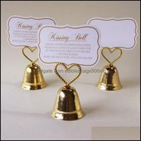 Wholesale Other Event Festive Party Supplies Home Gardenbeautif Gold And Sier Kissing Bell quot Bell Place Card Po Holder Wedding Table Decoration Favor