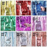 Wholesale new m Metallic Foil Fringe Shimmer Backdrop Wedding Party Wall Photo Booth Backdrop Tinsel Glitter Curtain Gold Party Decoration EWF6125