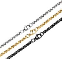 Wholesale Design jewelry Stainless steel mm square pearl men s Square keel chain necklace jewelry with Chain Gold Steel Black